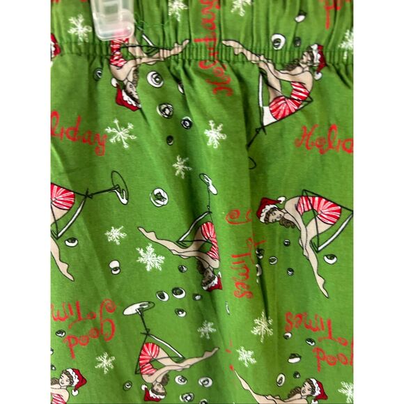 Old Navy Holiday XXL Sleep Pants Green Girl Martini Glass rn#54023 - Picture 3 of 8